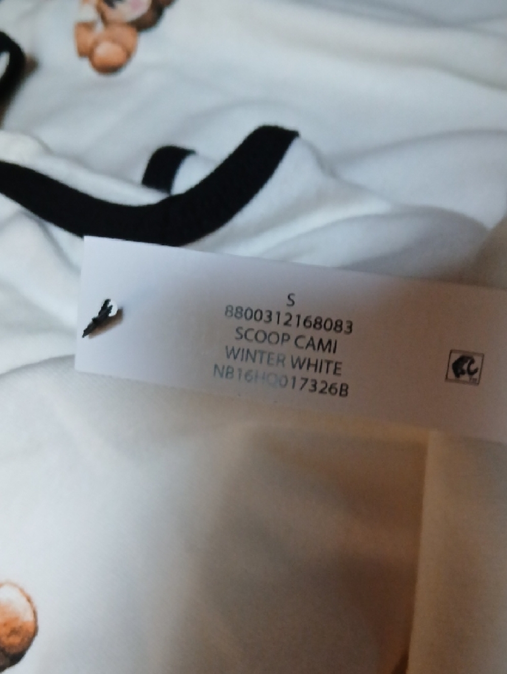 NWT, two White Tank Top with Teddy Bear Graphic and Black Trim - Picture 5 of 6